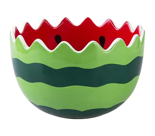 123Arts Ceramic Watermelon Hand Painted Salad Bowl Noodle Bowl Soup