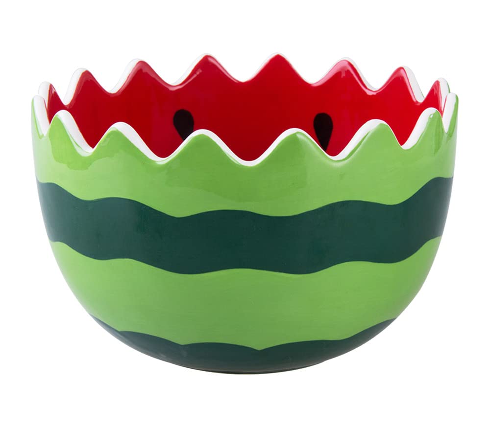 123Arts Ceramic Watermelon Hand Painted Salad Bowl Noodle Bowl Soup Bowl Dessert Fruit Bowl,6.4 Inches