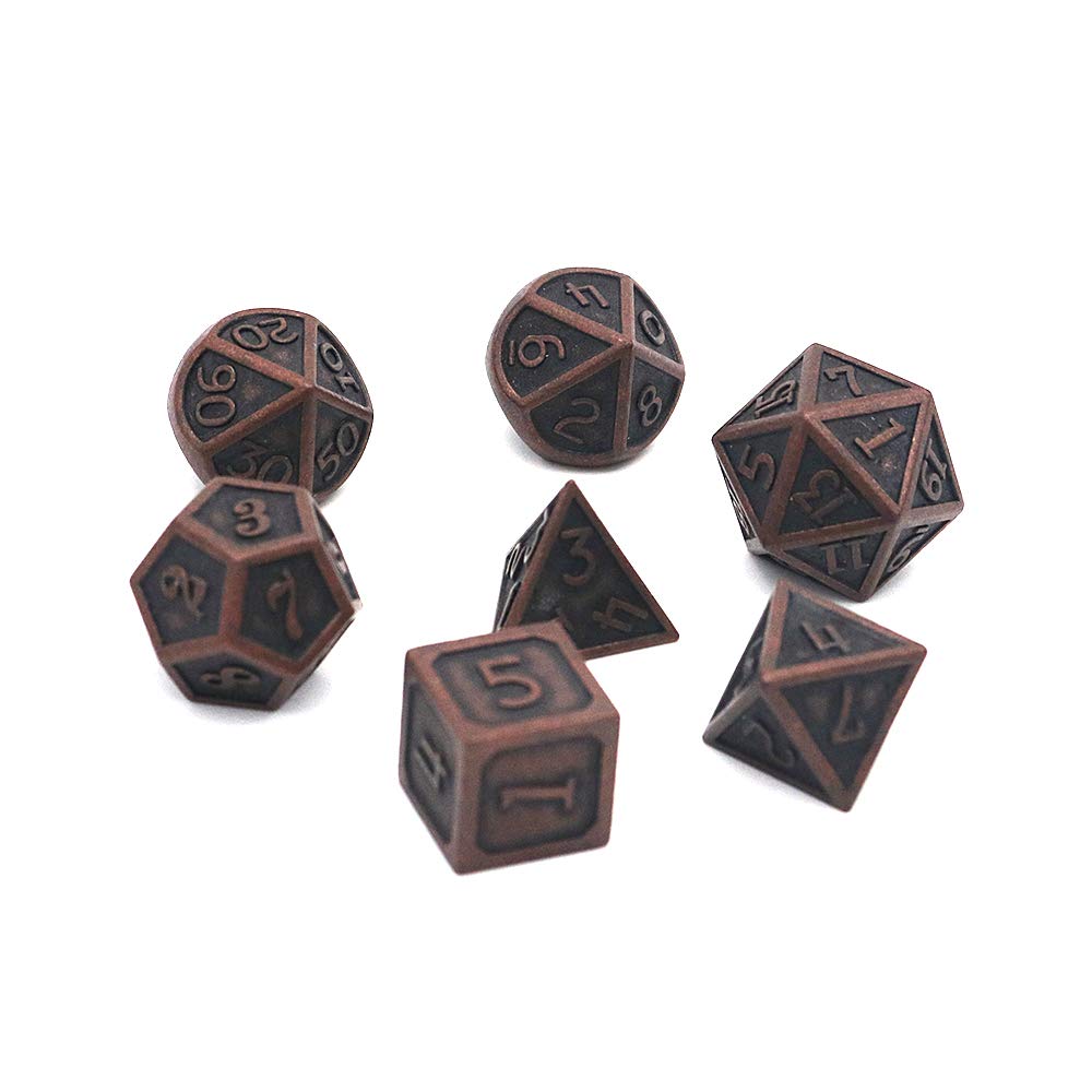 Lot de Dés en Métal DND, Rouge Motif de Dragon Plat, RPG, 7 Dés Polyédriques en Lot de Dés en Métal DND, Rouge Motif de Dragon Plat, RPG, 7 Dés Polyédriques en