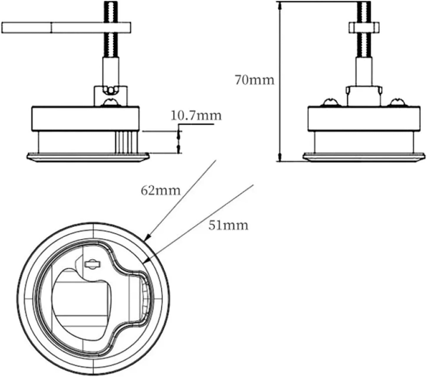 Marine Hardware Stainless Steel Turning Lock Flush Pull Lift Handle Locker Hatch Latch with Key 1Pcs