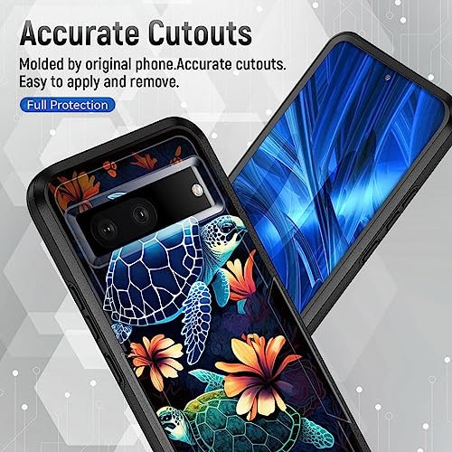 JHYYTUJTYP for Pixel 7A Case,[Military Grade Drop Tested] Heavy-Duty Tough Rugged Shockproof Protective Case for Google Pixel 7A 6.1",Sea Turtle with Flowers - image 5