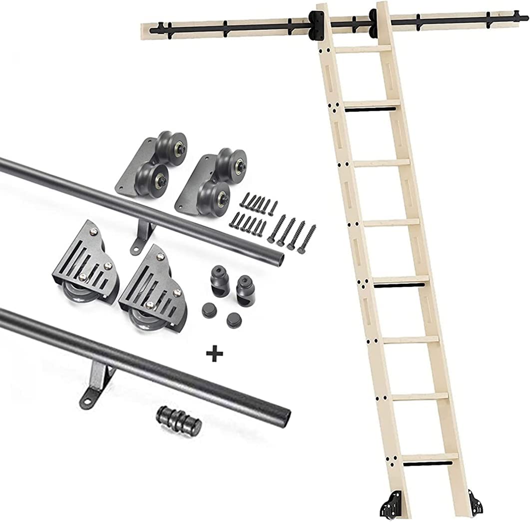 Kit matériel échelle coulissante MObyat avec rail d'échelle mobile rond de 3,3 à 20 pieds