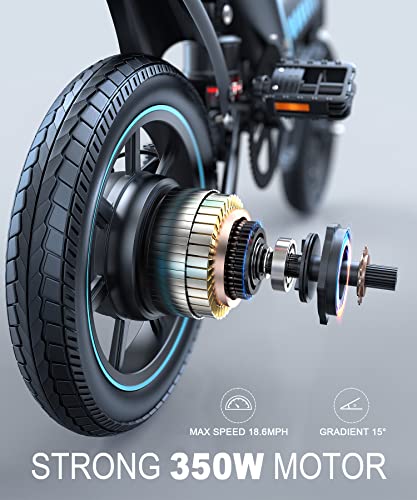 Sailnovo Electric Bike, Electric Bicycle With 18.5Mph Electric Bikes For Adults Teens E Bike With Pedals, 14" Waterproof Folding Mini Bikes With Dual Disc Brakes #TOP1