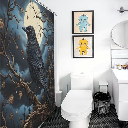 Rideau de douche oiseau mignon imperméable en polyester lavable 140x183cm