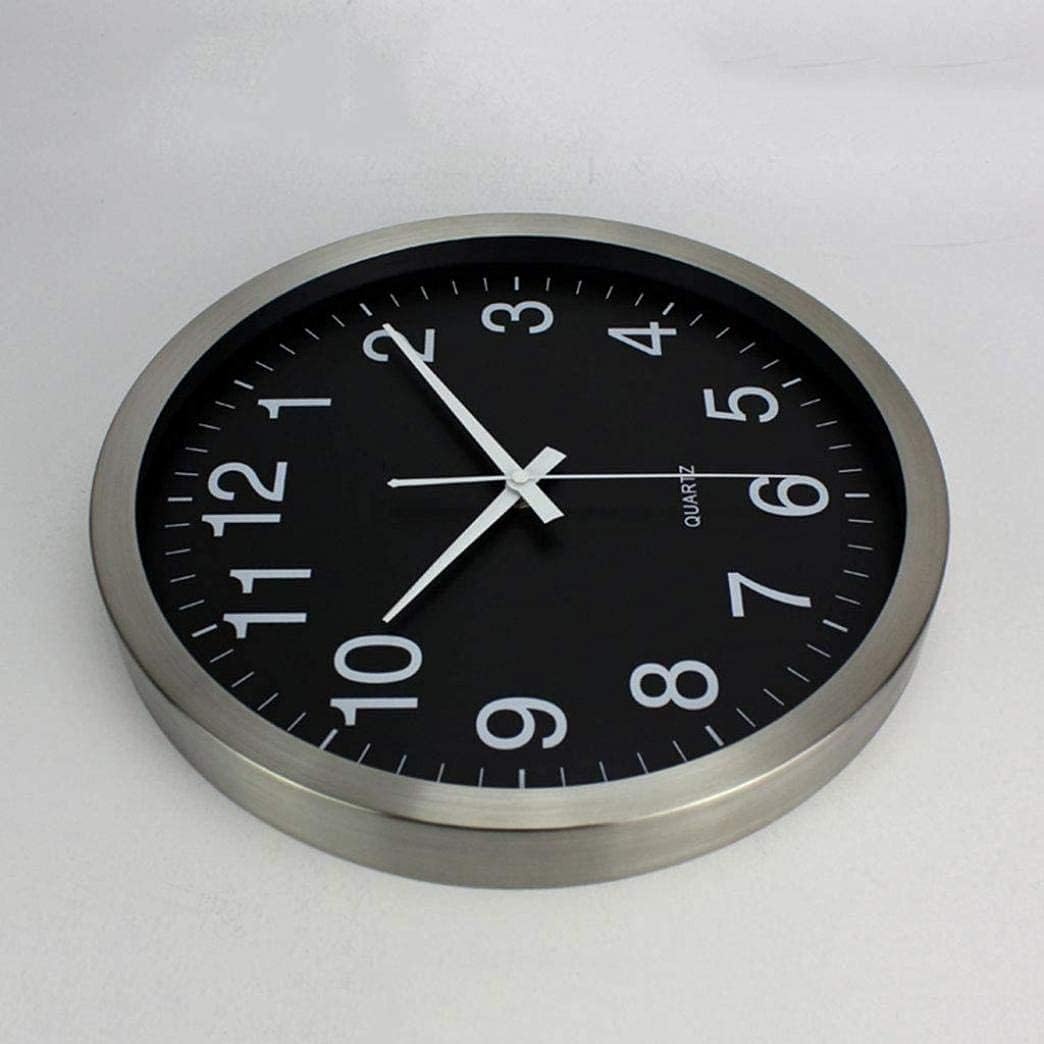 Wall Clock Mute Accurate Indoor Outdoor Modern Minimalist Decoration Quartz Movement Stainless Steel Black 14 Inches