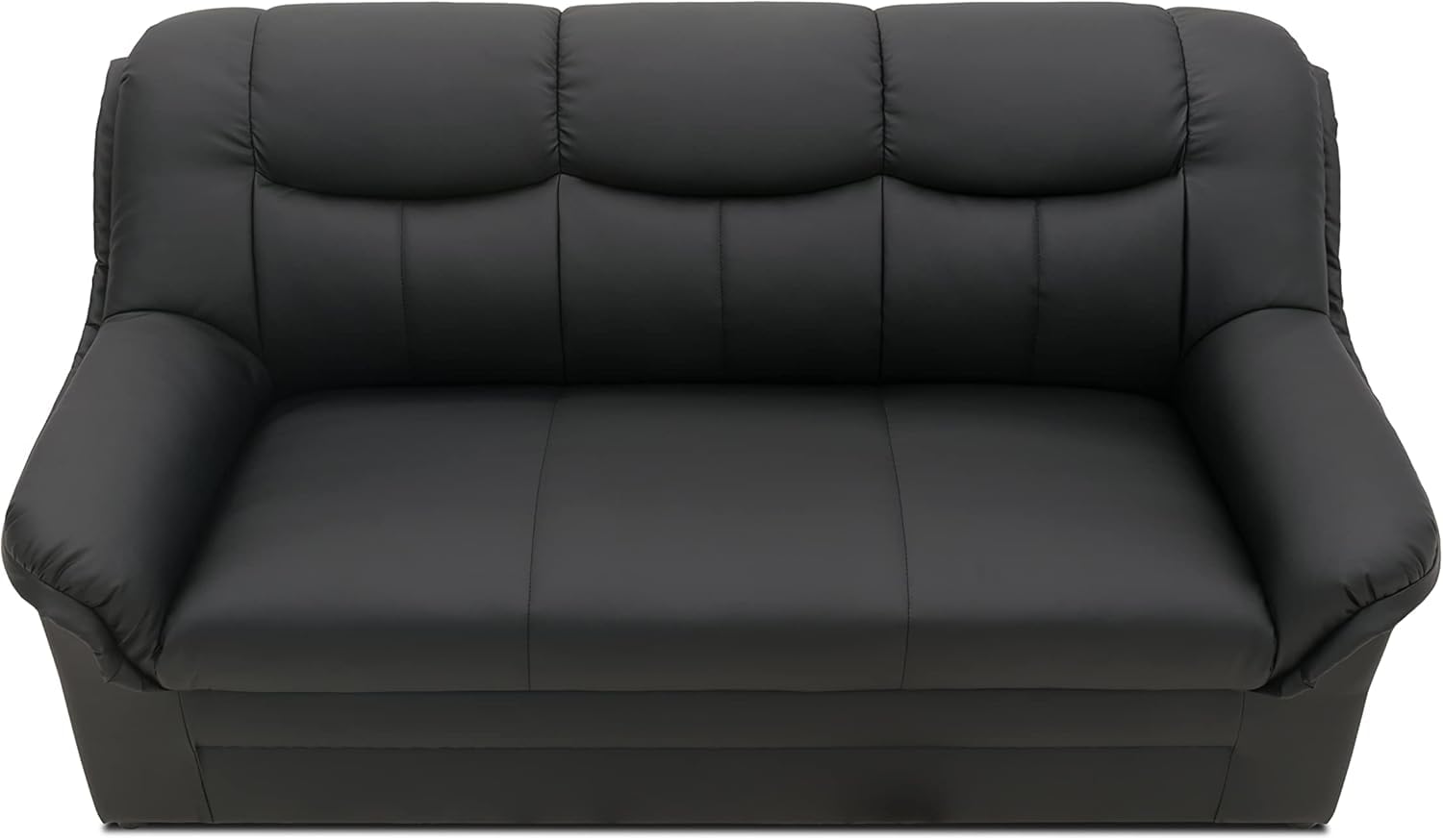 DOMO. collection Sofa Berlin, Leder, klassisches 3er Sofa, Polstergarnitur mit weichem Kunstleder und hochwertigem Federkern, 3 Sitzer 178 x 90 x 89 cm (BxTxH), schwarz