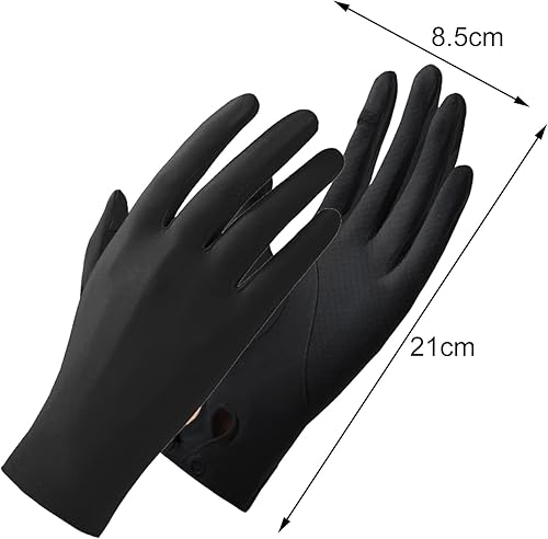 Miniatura 3 de 1 par de guantes de ciclismo antideslizantes de silicona con puños de botones, guantes finos de malla de seda de hielo para mujer, guantes de