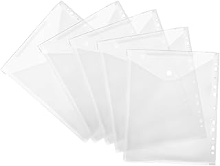 VILLCASE 5Pcs 11 Furos Pastas De Arquivo De Escritório De Folhas Soltas 12 Bolso Fichário Pasta De Arquivo Envelope Poli Envelopes De Arquivamento Envelopes De Arquivo Para Fichário