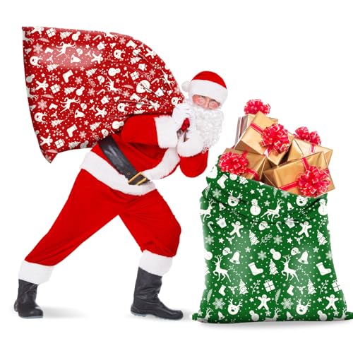 2Pcs Extra große Weihnachts-Taschen, 137x90cm Geschenk-Taschen für Weihnachts, Xmas Geschenk-Taschen mit Geschenk-Tags Drawstring für Xmas Geschenk geben, Jumbo Geschenke Wrapper