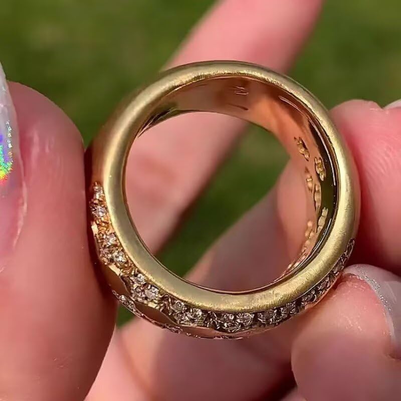 Miniatura 3 de Anillo italiano de oro de 18 quilates estilo buccellati cepillado hecho a mano Anillo de lujo de trébol de cuatro hojas de circonita corte diamante
