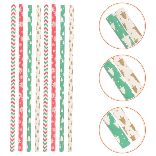 200 pitillos desechables de papel para fiesta navideña miniatura 6