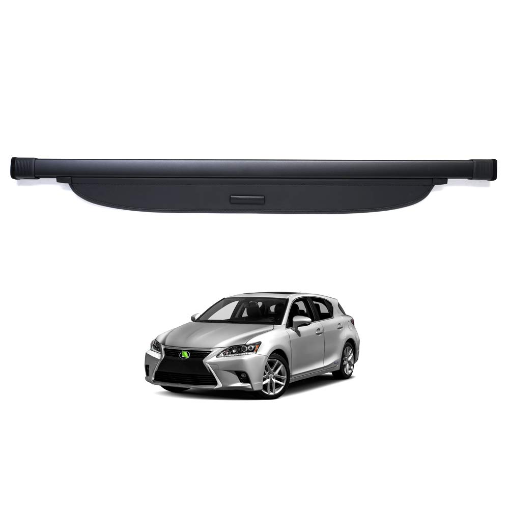 Powerty CT200h Trunk Cover Rear Trunk Shade Retractable Trunk Shield Luggage Tonneau Security Cover for Lexus CT200h 2011 2012 2013 2014 2015 2016 Black