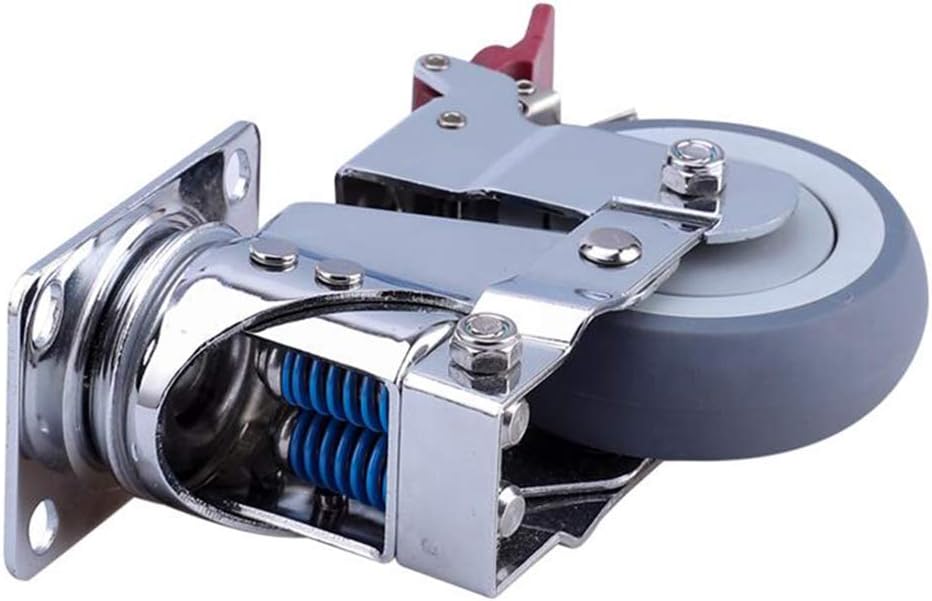 SpringLoaded Flat Wheel,3in Heavy Duty Retractable Castors,Swivel Wheel with Brake Adjustable