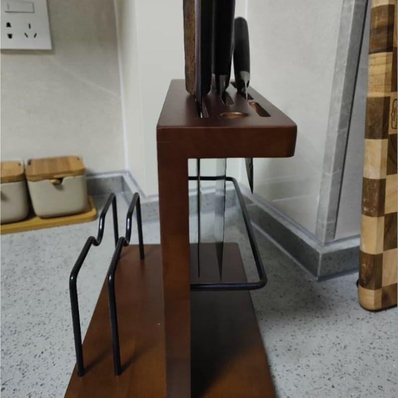 Solid Wood Kitchen Rack Multi Functional Chopping Board Storage Stand Hollow Ventilation Holder