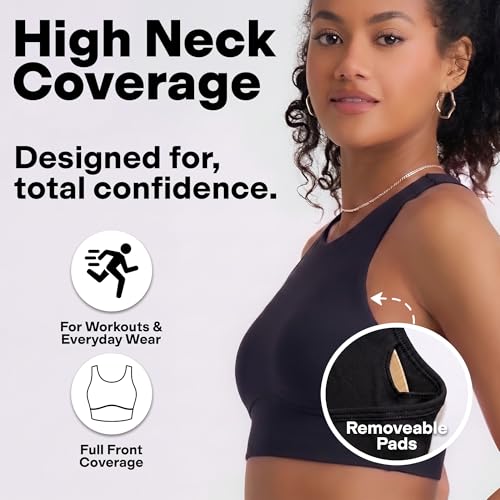 Image of POPSUGAR Sports Bras for Women - Y Back, High Neck, Strappy & Long Line Padded Racerback Bra Workout Yoga Top Racer Back Bra