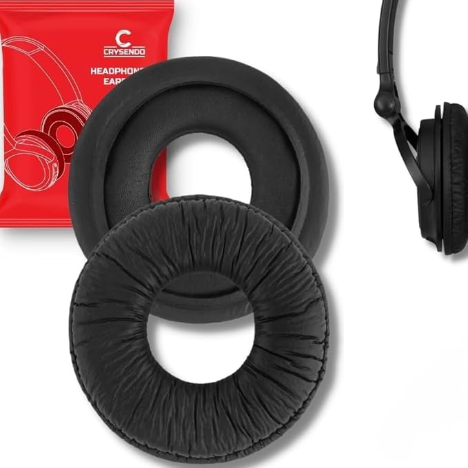 Crysendo 100mm Headphone Cushion For Beyerdynamic, AKG, Redgear Cosmo, JVC HARX700, Philips, Fire-Boltt Blast, Boult Audio ProBass Ranger Headphones | Replacement PU Leather & Foam Ear Cushion (Black)