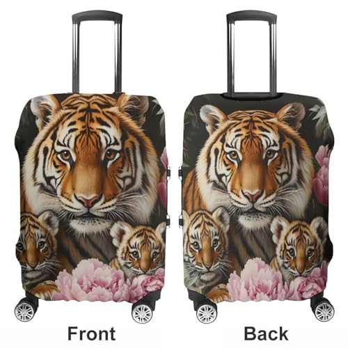 Tiger Mom with Flower Travel Luggage Cover Suitcase Protector Baggage Covers for Men Women S3