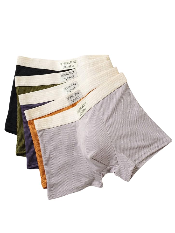 5 PCS Men's Boxer Briefs, Cool Moisture Wicking Underwear Assorted Color Multipacks