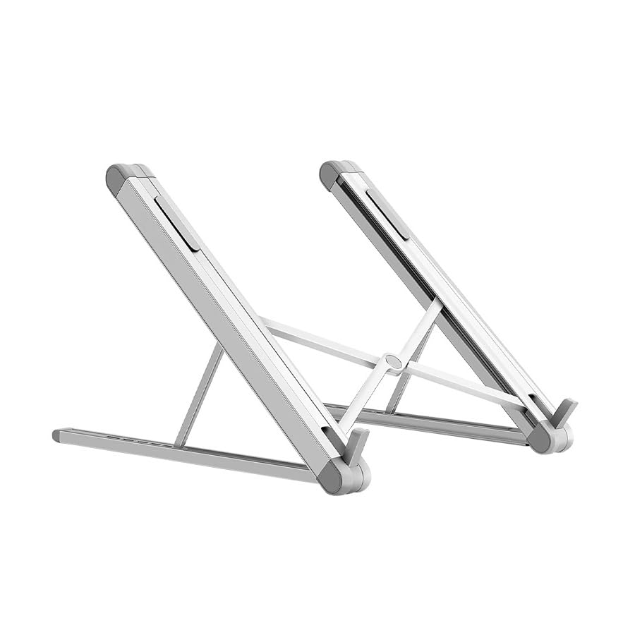Image of URBAN KINGS Laptop Stand Cooler Desktop Aluminum Laptop Cooling pad for Adjustable Foldable Laptop Stand (Silver)
