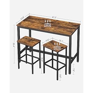 Vasaglebartablesetwith2barstoolsdiningtablesetkitchencounterwithbarchairsindustriallivingroompartyroomrusticbrownandblackulbt15x Urban Country Home Decor Vasagle bar table set with 2 bar stools dining table set kitchen counter with bar chairs industrial living room party room rustic brown and black ulbt15x urban country home decor