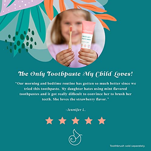Wellnesse Children’s Toothpaste - Fluoride Free Natural Flavored Toothpaste For Kids And Toddlers - Strawberry - 1 Tube, 4 Oz - Made With Hydroxyapatite, Calcium Carbonate, And Aloe Vera #TOP4