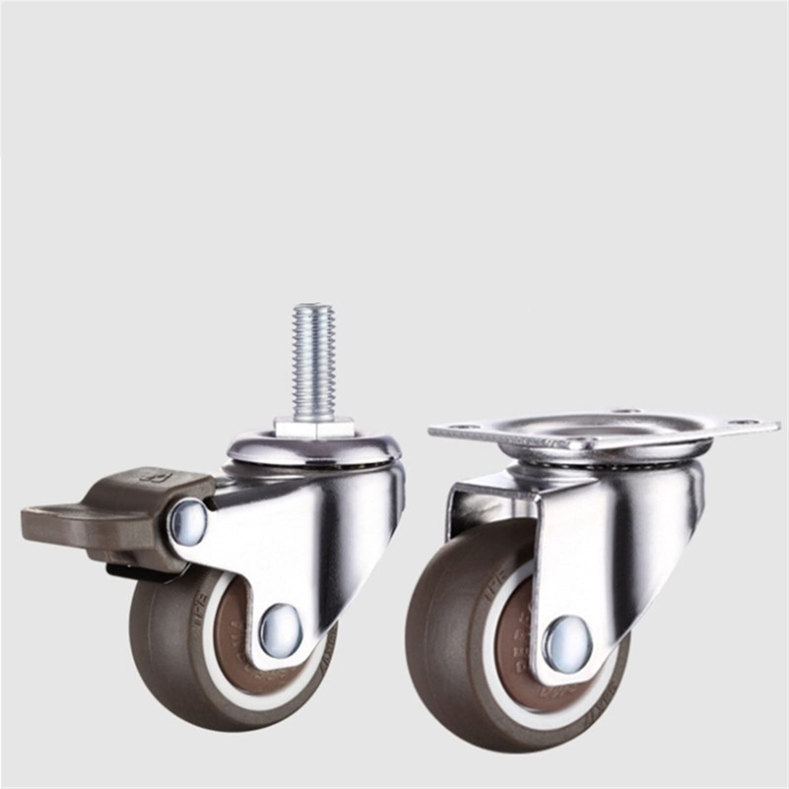 Möbelrollen Räder Gummi Lenkrolle Trolley Gummirolle Mit Bremse 1 Stücke(F,2 inch)