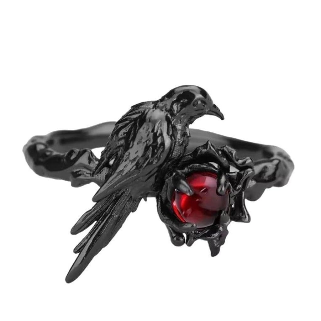 GMBYLBY Intricate Alloy Crow Rings Adjustable Opening Stylish Finger Accessories For Gothic Enthusiasts And