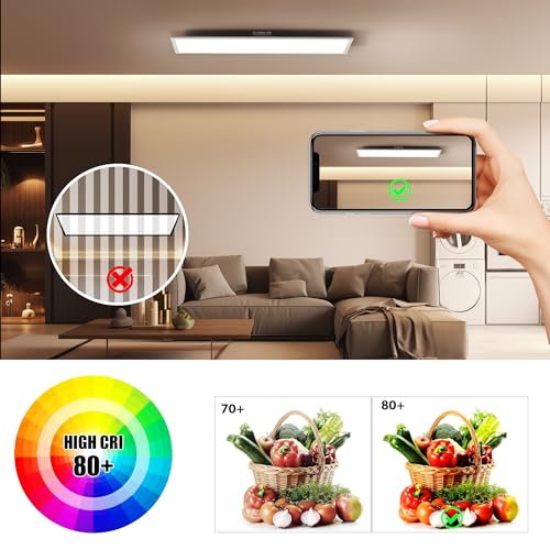 Panneau LED plafond rectangulaire dimmable avec sa telecommande - 4