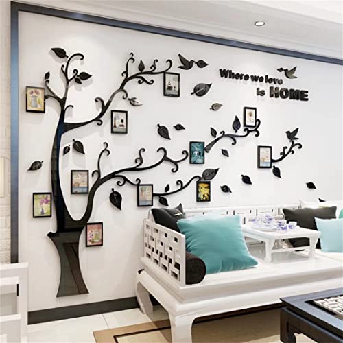 Guangmu 3D Tree Wall Stickers - Diy Photo Frame Tree Wall Decal Family Photo Frame Sticker Murals Wall Decor Living Room Bedroom Tv Background Home Decorations (Xl:109 * 79In,Black Right) #TOP1