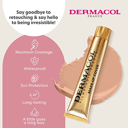 Dermacol - Full Coverage Foundation, Liquid Makeup Matte Foundation With Spf 30, Waterproof Foundation For Oily Skin, Acne, & Under Eye Bags, Long-Lasting Makeup Products, 30G, Shade 210 #TOP2