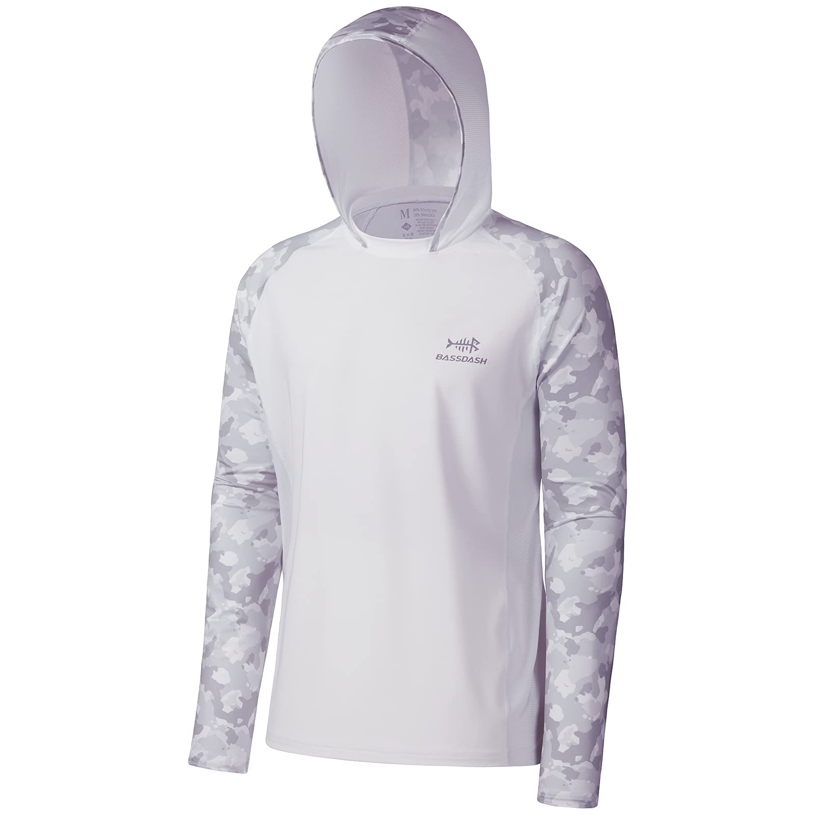 Bassdash UPF 50+ Herren T-Shirt Langarm Angelhemd mit Maske UV Schutz Neck Gaiter Hoodie mit Daumenloch