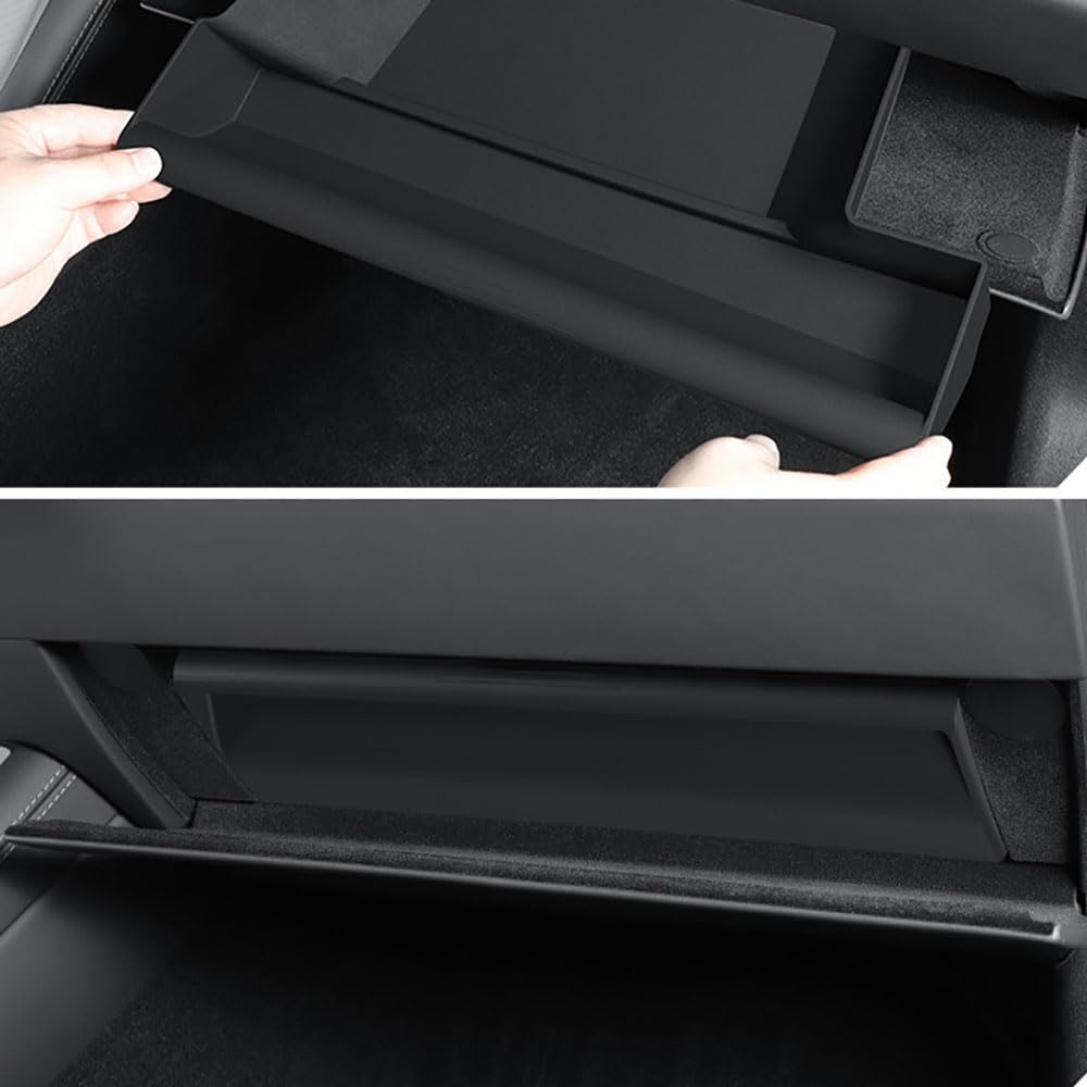 Handschuhfach-Aufbewahrungsbox für Tesla New Model 3+ Highland TPE Handschuhfach Schublade Aufbewahrungsbox Organizer Partition Autozubehör