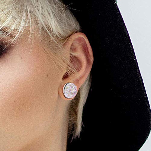 Covet Jewelry White Druzy Stone Front 316L Surgical Steel Screw Fit Flesh Tunnel Plugs (0Ga (8Mm)) #TOP2