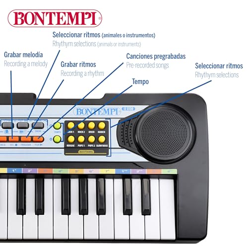 Miniatura 6 de Colorbaby Teclado Piano Electrónico C Micrófono 37 Teclas Para Niños Bontempi 47896