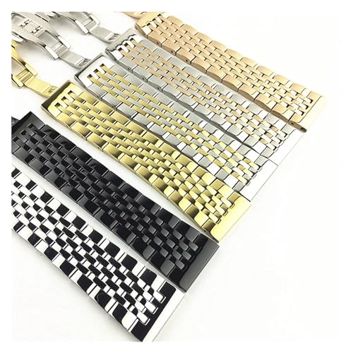 Seven Beads Stainless Steel Solid Watch with 19mm watchband Flat Mouth and 20mm Black Double Button Butterfly Buckle 21mm3