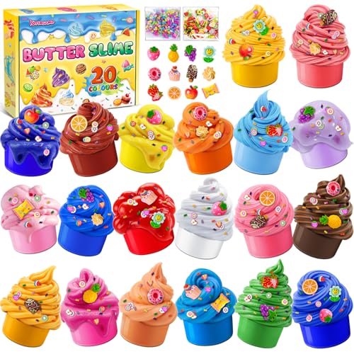 Juego de 20 Unidades de Slime de Mantequilla para Niños, Juguetes de Slime para Niños y Niñas, Juguetes Perfumados para Fiestas y Favoritos, Suaves y No Pegajosos