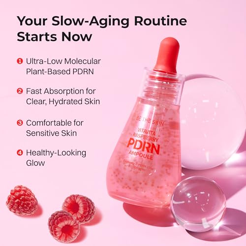 BE THE SKIN Vita Vita Raspberry PDRN Ampoule - Korean Face Serum for Dull Uneven Skin - Radiance, Firming with Niacinamide, Tranexamic Acid, Vitamin C - Vegan K-Beauty,1.18 fl.oz
