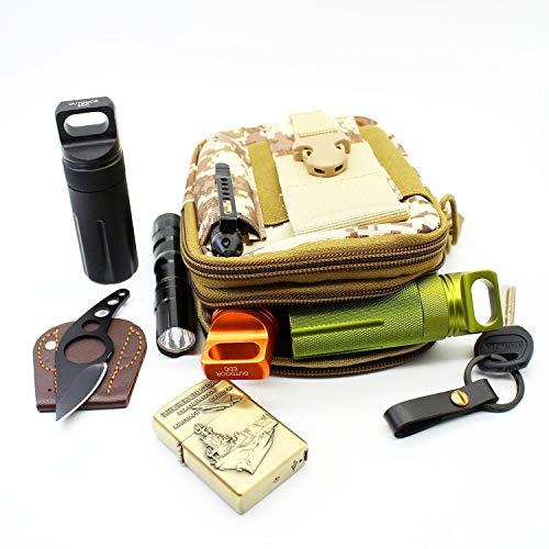 Image of Ccanku C20 EDC Waterproof Case Military Level Survival Pill Match Case Box Container CNC Metal Seal Bottle Camping Essentials Tool, Survival Storage Container (Black Orange Green)