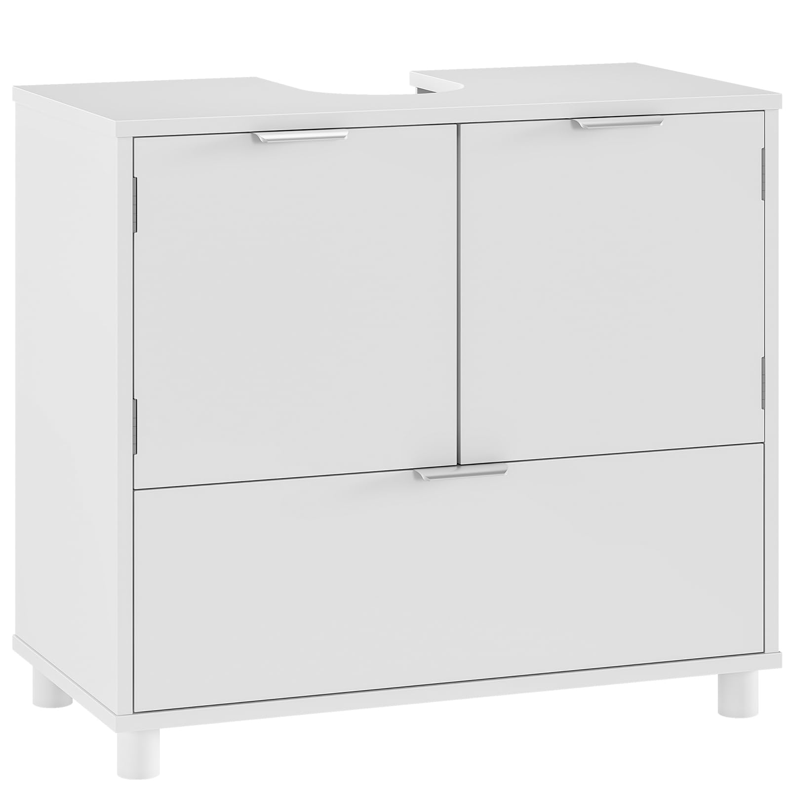 Waschbeckenunterschrank, Badezimmerschrank mit 2 Türen, große Schublade, viel Stauraum, Badezimmer Unterschrank Waschtischunterschrank Badschrank weiß,30 x 60 x 60 cm