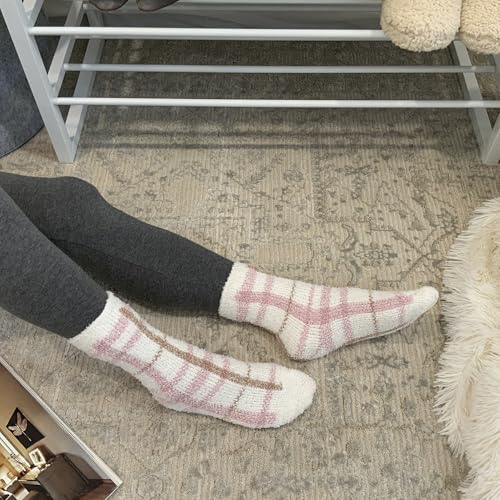 Cuddl Duds Women 6 Pair Pack Warm Cozy Fluffy Plush Home Comfortable Sleep Lounge Gift Assorted Pattern Crew Socks4