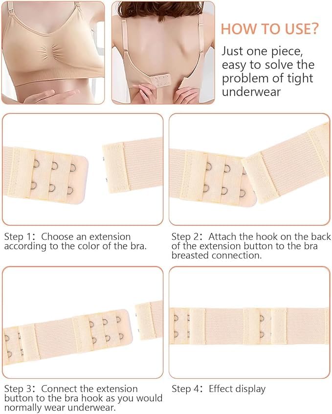 Dimore Bra Extender Stretchy Soft and Comfortable Bra Strap Extender Elastic Bra Extension Strap for Women. (PACK OF 6) (4 HOOK 4 RAW, ASSORTED) - Image 6 thumbnail
