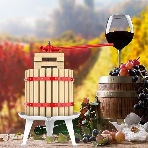 Image of 3.2 Gallon Fruit and Wine Press, Manual Cider Press with Solid Beech Wood Basket
