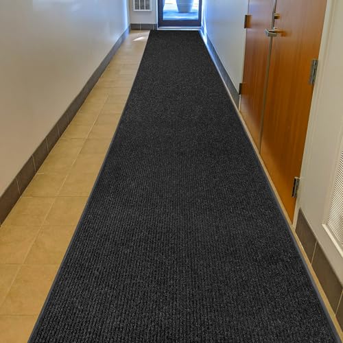 Image of MaxMat Oversized Rubber Door Mat - Heavy Duty, Waterproof, Low-Profile, Easy to Clean, Commercial Floor Mat (3 x 16 Feet, Black, MXM-RIB0316BK)