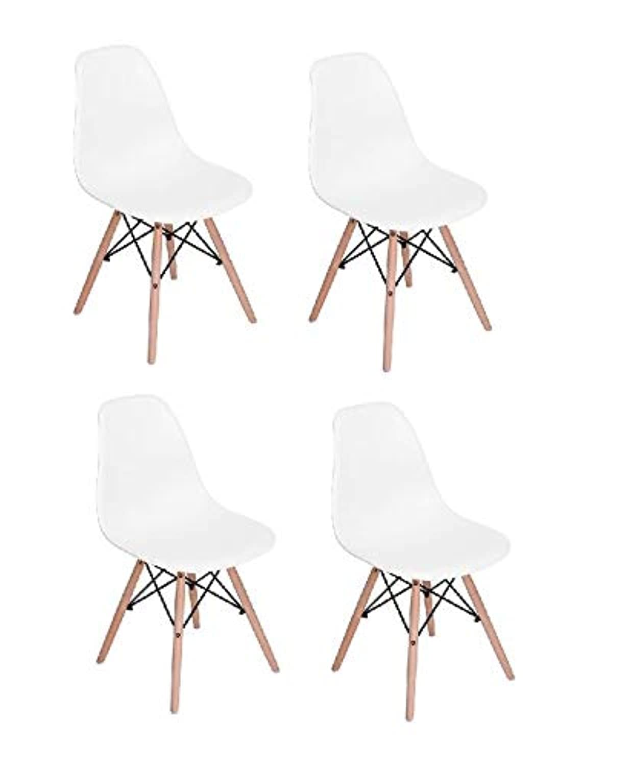 Mahmayi Rico V1 Set of 4 Dining Chairs - White & Beige