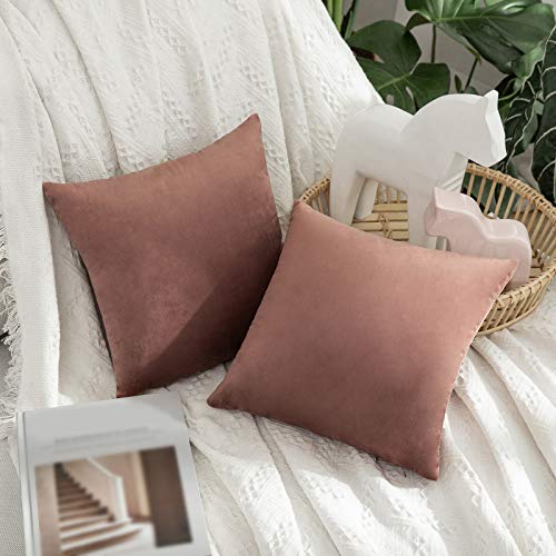 Image of MIULEE Pack of 2 Velvet Pillow Covers Decorative Square Pillowcase Soft Solid Cushion Case for Spring Sofa Bedroom Car 14x14 Inch Jam
