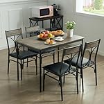 VECELO Kitchen Dining Room Table Set with 4 Chairs for Small Space, Apartment,Metal Steel Frame - Image 4