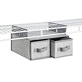 InterDesign Aldo Fabric Hanging Closet Storage Organizer, 2 Drawers for Wire Shelving - Gray