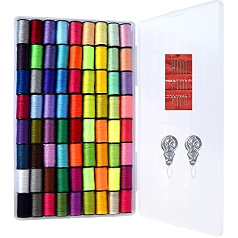 LE PAON Polyester Hand Sewing Project kit, 72 Assorted Colors Spool Thread with Free Set of 6 Sewing Needles,2 Needle threaders for Daily Sewing Needs Cover