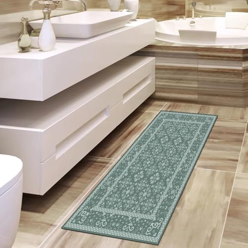 Alfombra de pasillo verde oscuro de 40x300 cm de estilo vintage 4