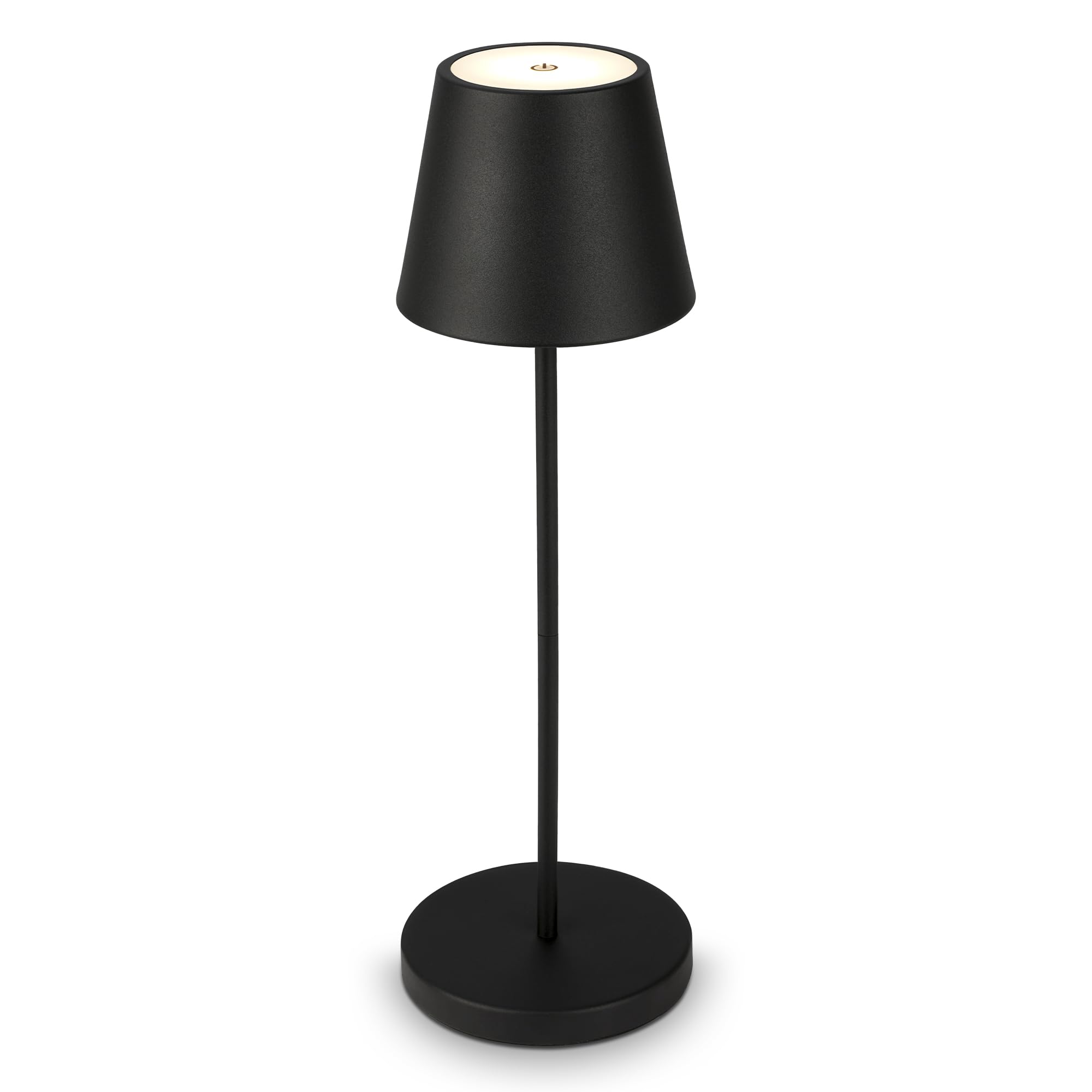 B.K.Licht - Lámpara de Mesa regulable Inalámbrica para Interior y Exterior, Recargable Lámpara de Mesita de Noche LED, Control Tactil, Luz cálida, Decoración de Balcón, Camping, Jardín, Negro, 38 cm